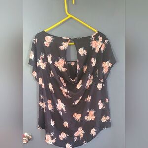 Torrid FloralPrint Georgette Drape Back Blouse